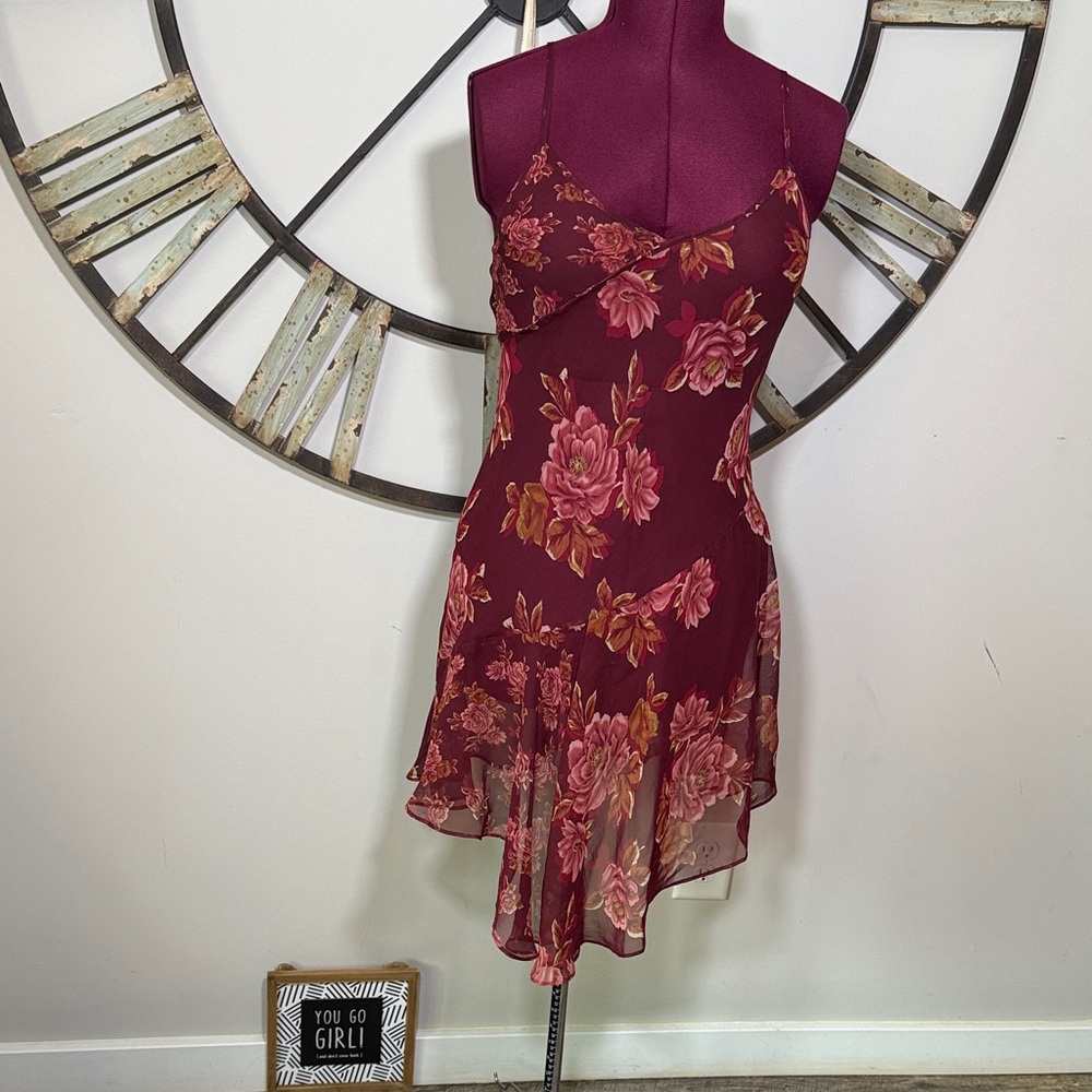 Jones New York Floral Burgundy Dress